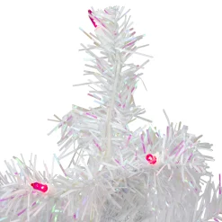 Northlight 2.5 Feet Tall And Smaller>2' Pre-Lit White Iridescent Pine Artificial Christmas Tree - Pink Lights