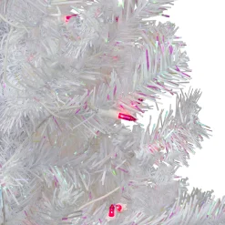 Northlight 4 And 4.5 Feet Tall>4' Pre-Lit White Iridescent Pine Artificial Christmas Tree - Pink Lights
