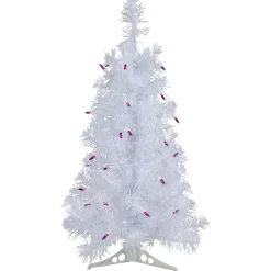 Northlight 2.5 Feet Tall And Smaller>2' Pre-Lit White Iridescent Pine Artificial Christmas Tree - Purple Lights
