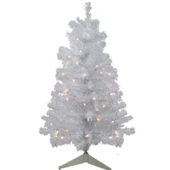 Northlight 3 And 3.5 Feet Tall>3' Pre-Lit White Iridescent Pine Artificial Christmas Tree - Clear Lights