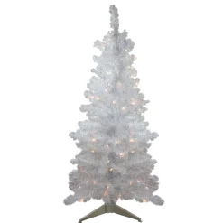 Northlight 4 And 4.5 Feet Tall>4' Pre-Lit White Iridescent Pine Artificial Christmas Tree - Clear Lights