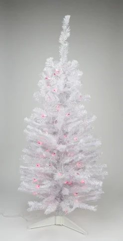 Northlight 3 And 3.5 Feet Tall>3' Pre-Lit White Iridescent Pine Artificial Christmas Tree - Pink Lights