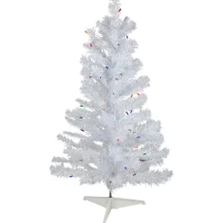 Northlight 3 And 3.5 Feet Tall>3' Pre-Lit White Iridescent Pine Artificial Christmas Tree - Multi Lights
