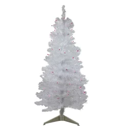 Northlight 4 And 4.5 Feet Tall>4' Pre-Lit White Iridescent Pine Artificial Christmas Tree - Purple Lights