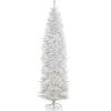 National Tree Company White Trees>7.5' Pre-Lit White Kingswood Fir Slim Artificial Christmas Tree, White Lights