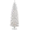 National Tree Company White Trees>7' Pre-Lit White Kingswood Fir Pencil Artificial Christmas Tree, Clear Lights