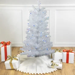 Northlight 3 And 3.5 Feet Tall>3' Pre-Lit White Medium Pine Artificial Christmas Tree - Blue Lights