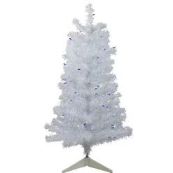 Northlight 3 And 3.5 Feet Tall>3' Pre-Lit White Medium Pine Artificial Christmas Tree - Blue Lights