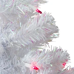 Northlight White Trees>2' Pre-Lit White Pine Slim Artificial Christmas Tree - Pink Lights