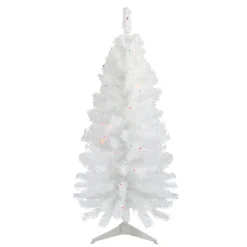 Northlight 4 And 4.5 Feet Tall>4' Pre-Lit White Pine Slim Artificial Christmas Tree - Multi Lights