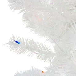 Northlight 4 And 4.5 Feet Tall>4' Pre-Lit White Pine Slim Artificial Christmas Tree - Multi Lights