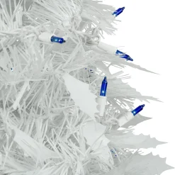 Northlight Pop Up Trees>4' Pre-Lit White Tinsel Pop-Up Artificial Christmas Tree, Blue Lights