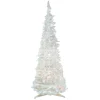Northlight Pop Up Trees>4' Pre-Lit White Tinsel Pop-Up Artificial Christmas Tree, Clear Lights