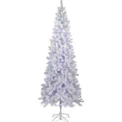 Northlight 7 And 7.5 Feet Tall>7.5' Pre-Lit White Winston Pine Artificial Christmas Tree, Multi Led Lights