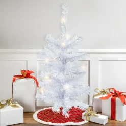 Northlight 2.5 Feet Tall And Smaller>2' Pre-Lit Woodbury White Pine Slim Artificial Christmas Tree, Clear Lights