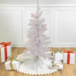 Northlight 3 And 3.5 Feet Tall>3' Pre-Lit Woodbury White Pine Slim Artificial Christmas Tree, Multi Lights