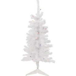 Northlight 3 And 3.5 Feet Tall>3' Pre-Lit Woodbury White Pine Slim Artificial Christmas Tree, Multi Lights