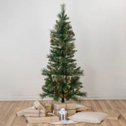 Northlight 4 And 4.5 Feet Tall>4.5' Pre-Lit Yorkshire Pine Pencil Artificial Christmas Tree, Clear Lights
