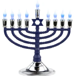 Rite Lite 15" Premium Blue And Silver Electric Menorah With Sequential Lighting