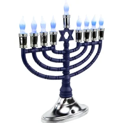 Rite Lite 15" Premium Blue And Silver Electric Menorah With Sequential Lighting