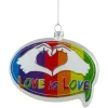Northlight Gay & Lesbian Pride>4.75" Pride 'Love Is Love' Speech Bubble Glass Christmas Ornament