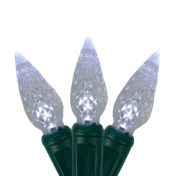 Hofert 70 Pure White Led Faceted C6 Twinkling Christmas Lights - 23.5 Ft Green Wire