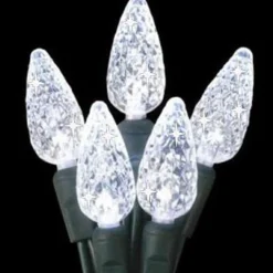 Hofert 70 Pure White Led Faceted C6 Twinkling Christmas Lights - 23.5 Ft Green Wire
