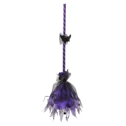 Northlight 29" Purple And Black Striped Animated Witches Halloween Broom Decoration