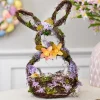 Northlight 14.5" Purple And Green Artificial Floral Bunny Shaped Basket