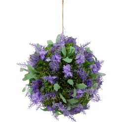 Northlight 7" Purple And Green Floral Inspired Hanging Foliage Ball