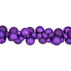 Shatterproof Ball Garland*Northlight 6' Purple 3-Finish Shatterproof Ball Christmas Garland