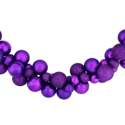 Shatterproof Ball Garland*Northlight 6' Purple 3-Finish Shatterproof Ball Christmas Garland