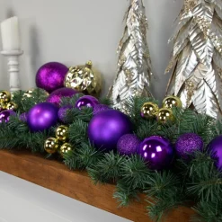 Shatterproof Ball Garland*Northlight 6' Purple Shatterproof Ball 3-Finish Christmas Garland