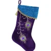 Stockings*Northlight 19" Purple Velvet Regal Peacock Embroidered Feather Christmas Stocking With Gold Tassel
