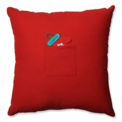 Pillows & Throws*Pillow Perfect 17.5" Red And Aqua Blue Advent Couch Square Christmas Throw Pillow