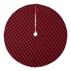 48 Inch And Smaller*Contemporary Home Living 48" Red And Black Buffalo Checkered Round Christmas Tree Skirt