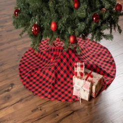 48 Inch And Smaller*Contemporary Home Living 48" Red And Black Buffalo Checkered Round Christmas Tree Skirt