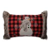 Pillows & Throws*CC Home Furnishings 20" Red And Black Buffalo Plaid Snowman Rectangular Throw Pillow