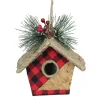 Northlight Woodland>5.75" Red And Black Buffalo Plaid Hanging Bird House Christmas Ornament