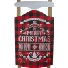 Signs & Plaques*Northlight 24" Red And Black Buffalo Plaid Merry Christmas Sled Wooden Hanging Wall Sign