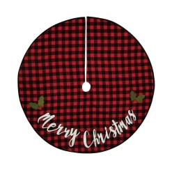 48 Inch And Smaller*Contemporary Home Living 48" Red And Black Buffalo Plaid "Merry Christmas" Tree Skirt