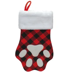 Stockings*Northlight 15.5" Red And Black Buffalo Plaid Pet Embroidered Christmas Stocking