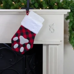 Stockings*Northlight 15.5" Red And Black Buffalo Plaid Pet Embroidered Christmas Stocking