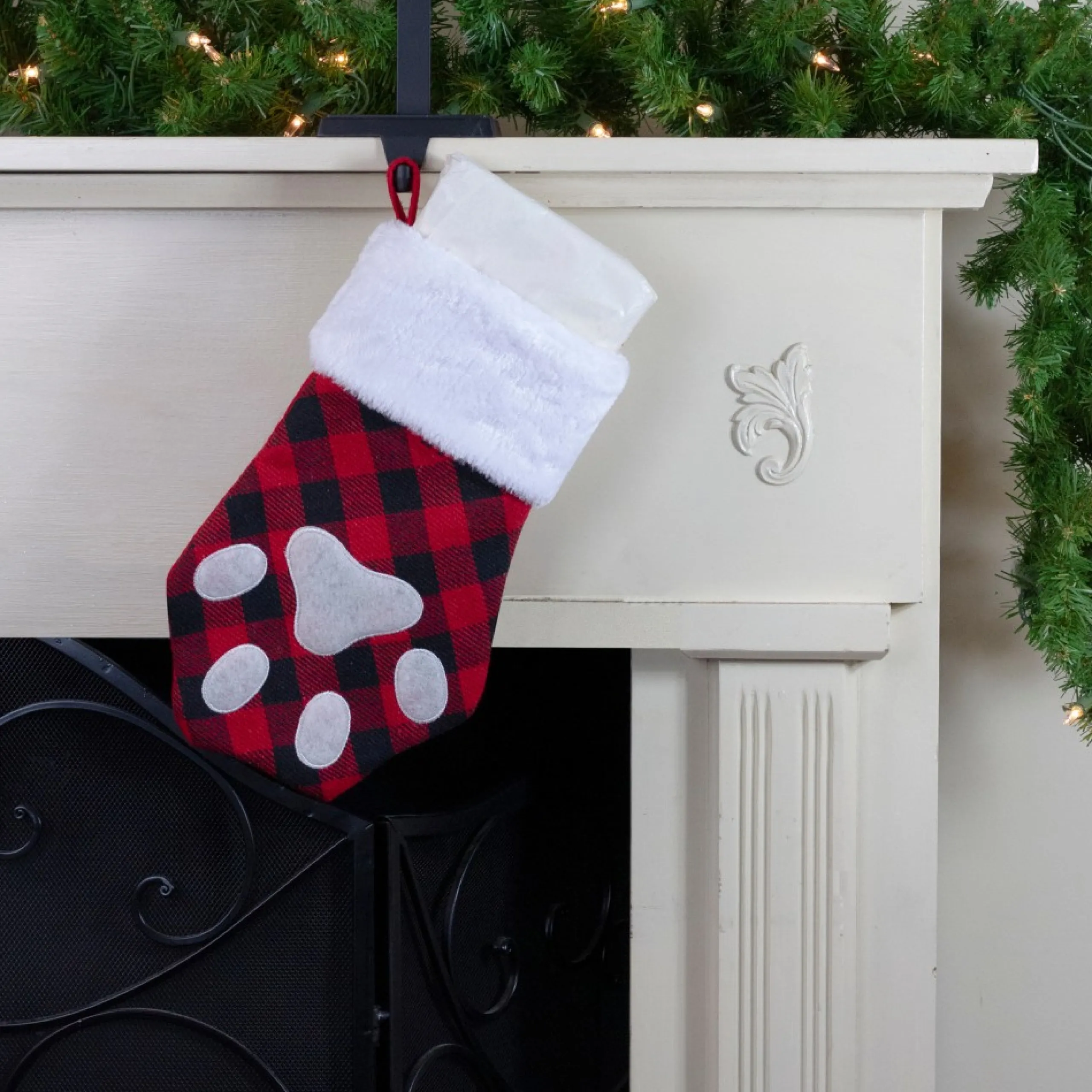 Stockings*Northlight 15.5" Red And Black Buffalo Plaid Pet Embroidered Christmas Stocking