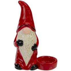 Candles & Holders*Northlight 7" Red And Black Gnome Tea Light Christmas Candle Holder