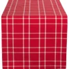 Linens*Contemporary Home Living 108" Red And Black Holly Berry Plaid Christmas Table Runner