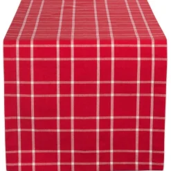 Linens*Contemporary Home Living 108" Red And Black Holly Berry Plaid Christmas Table Runner