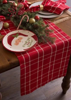 Linens*Contemporary Home Living 108" Red And Black Holly Berry Plaid Christmas Table Runner