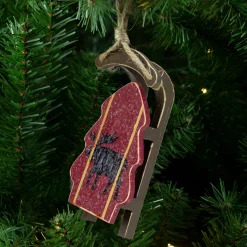 Northlight Sleighs>5.5" Red And Black Moose Silhouette Sleigh Christmas Ornament