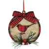 Northlight Animals>4" Red And Black Plaid Cardinal Disc Christmas Ornament